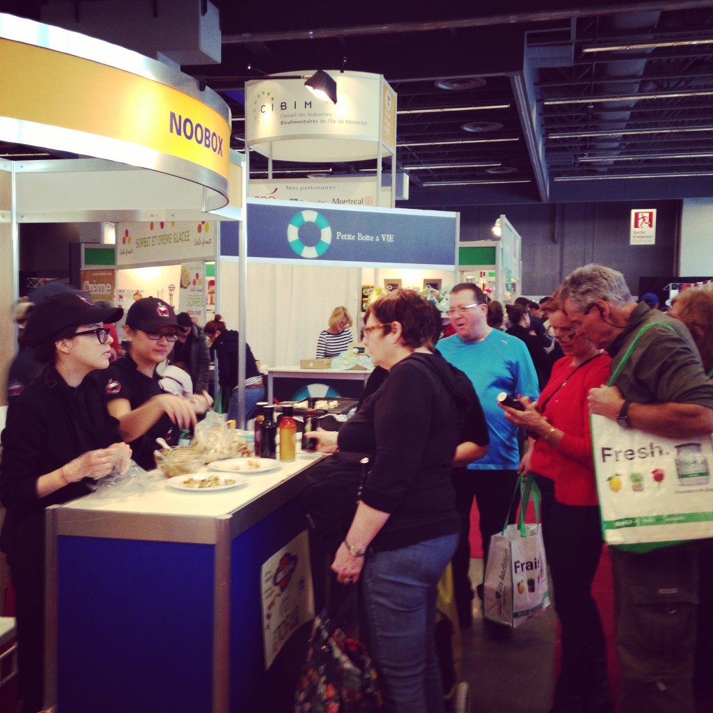 Noobox tradeshow booth food tasting at Manger Sante Montreal in 2014