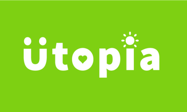 typography design on the word "utopia" with cute graphic design elements
