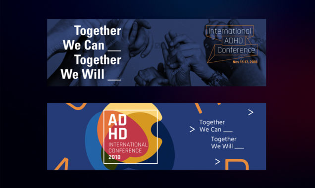 Two web banners designed for ADHD International Conference by Kai Design