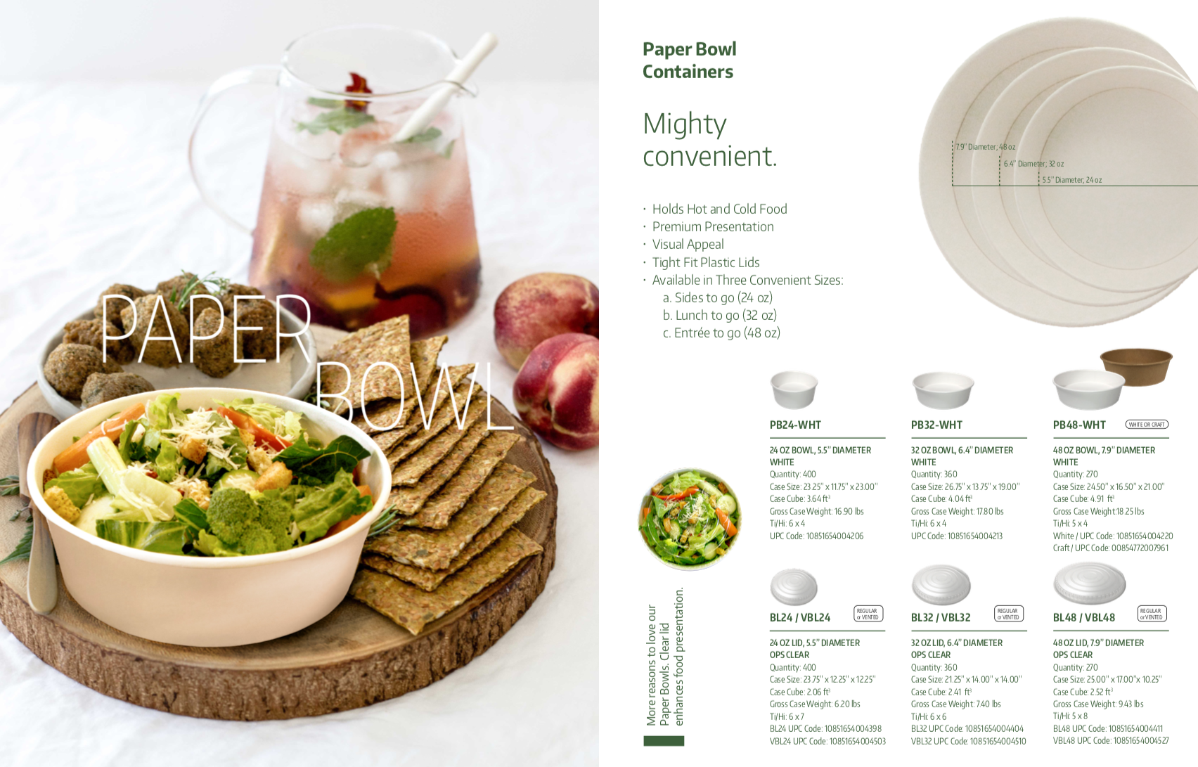 Ecopax product cataglogue spread by Kai Design featuring Athena Paper Bowls